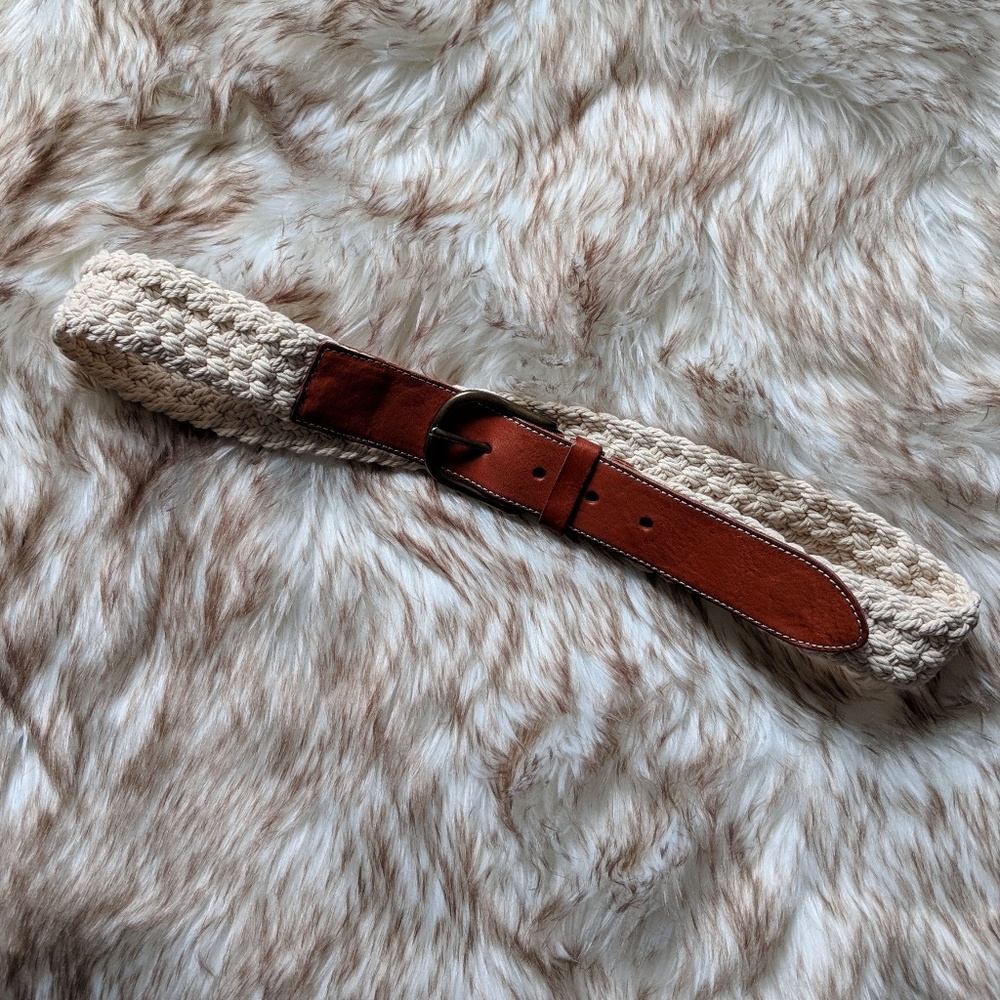 Men's J. Crew Cotton and Leather Belt